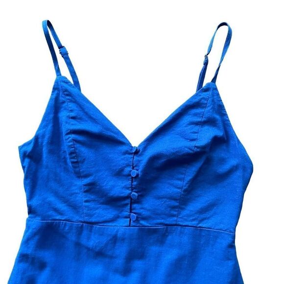 Lulus Brielle Skater Dress Ruffle Blue Size Small - Picture 3 of 7